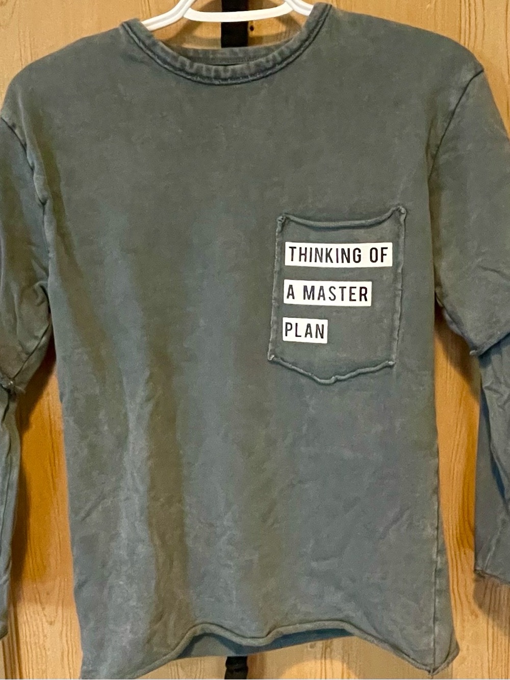 Zara Long Sleeve Pocket Shirt with 'Thinking of a Master Plan' Graphic